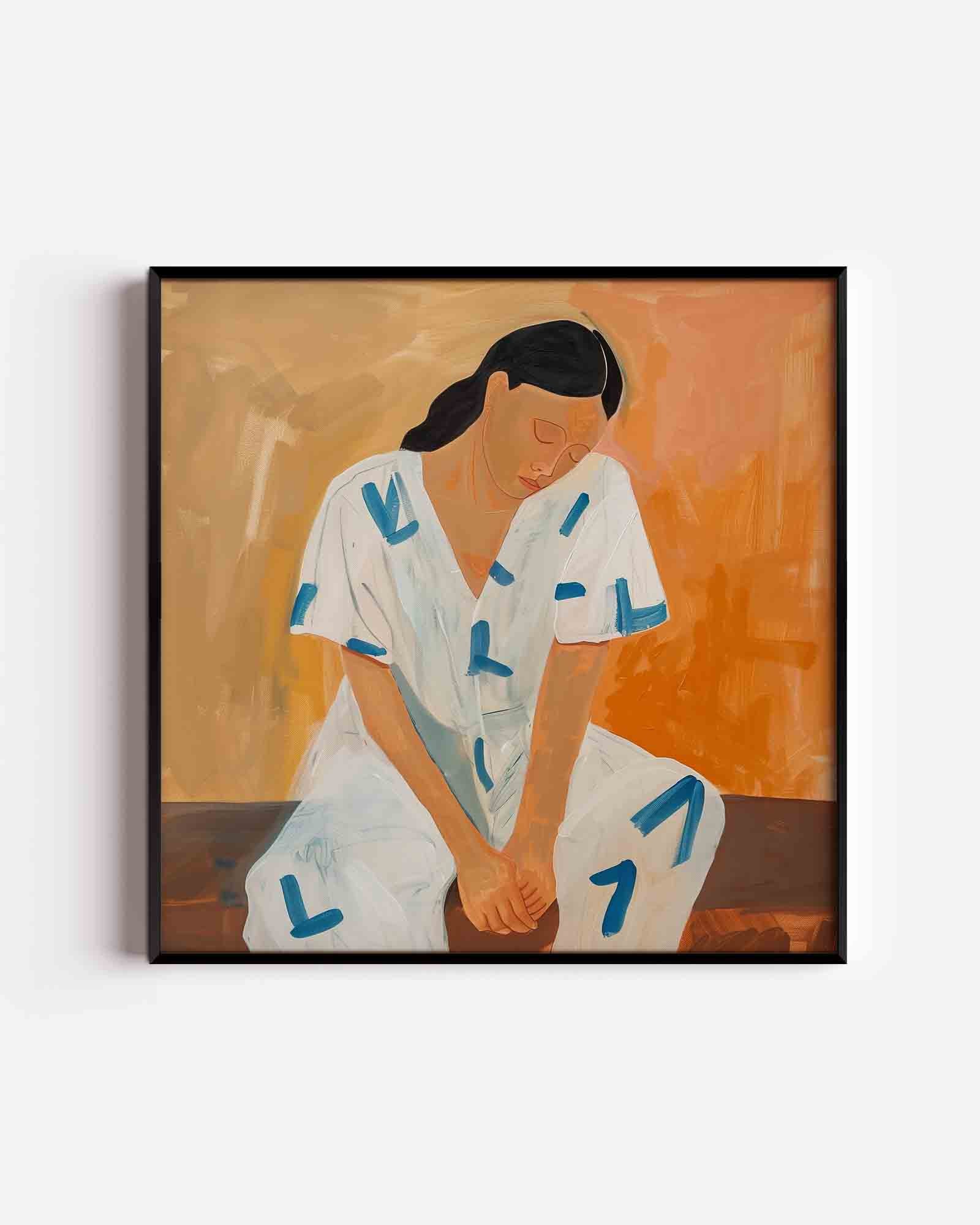 Vrouw in witte kleding Poster