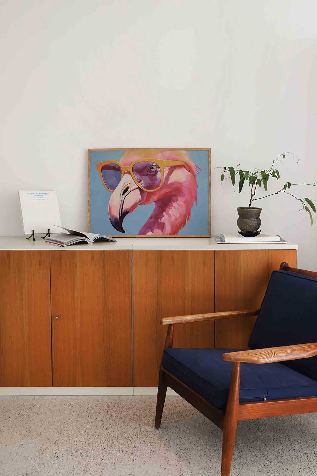Flamingo met zonnebril Poster