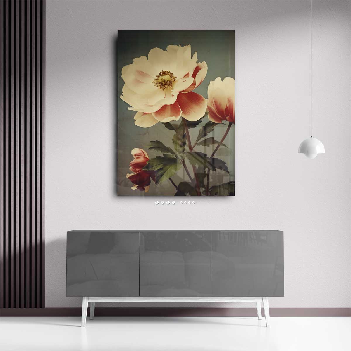 Tijdloze Pioenroos Elegantie Kunstwerk-canvas-dibond-plexiglas-wanddecoratie-WallArtistic