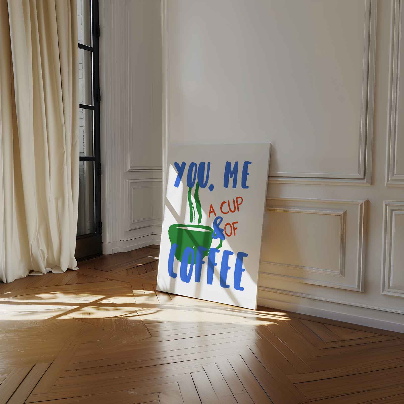 Koffieliefde Moment Kunstwerk-canvas-dibond-plexiglas-wanddecoratie-WallArtistic