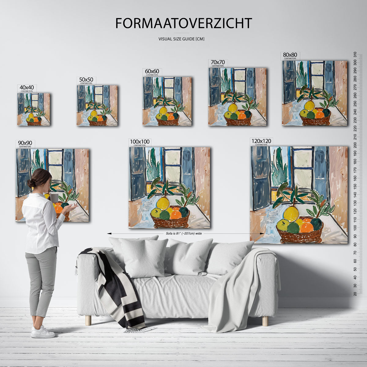 Fruitmand bij raam Poster
