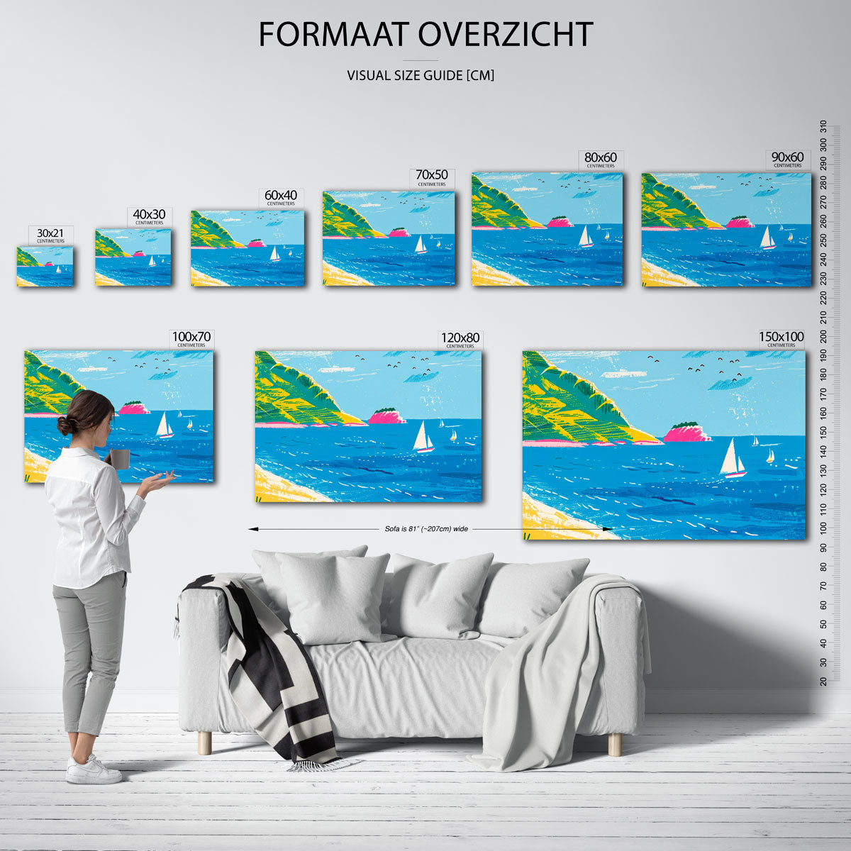 Zeilboten en kust Poster