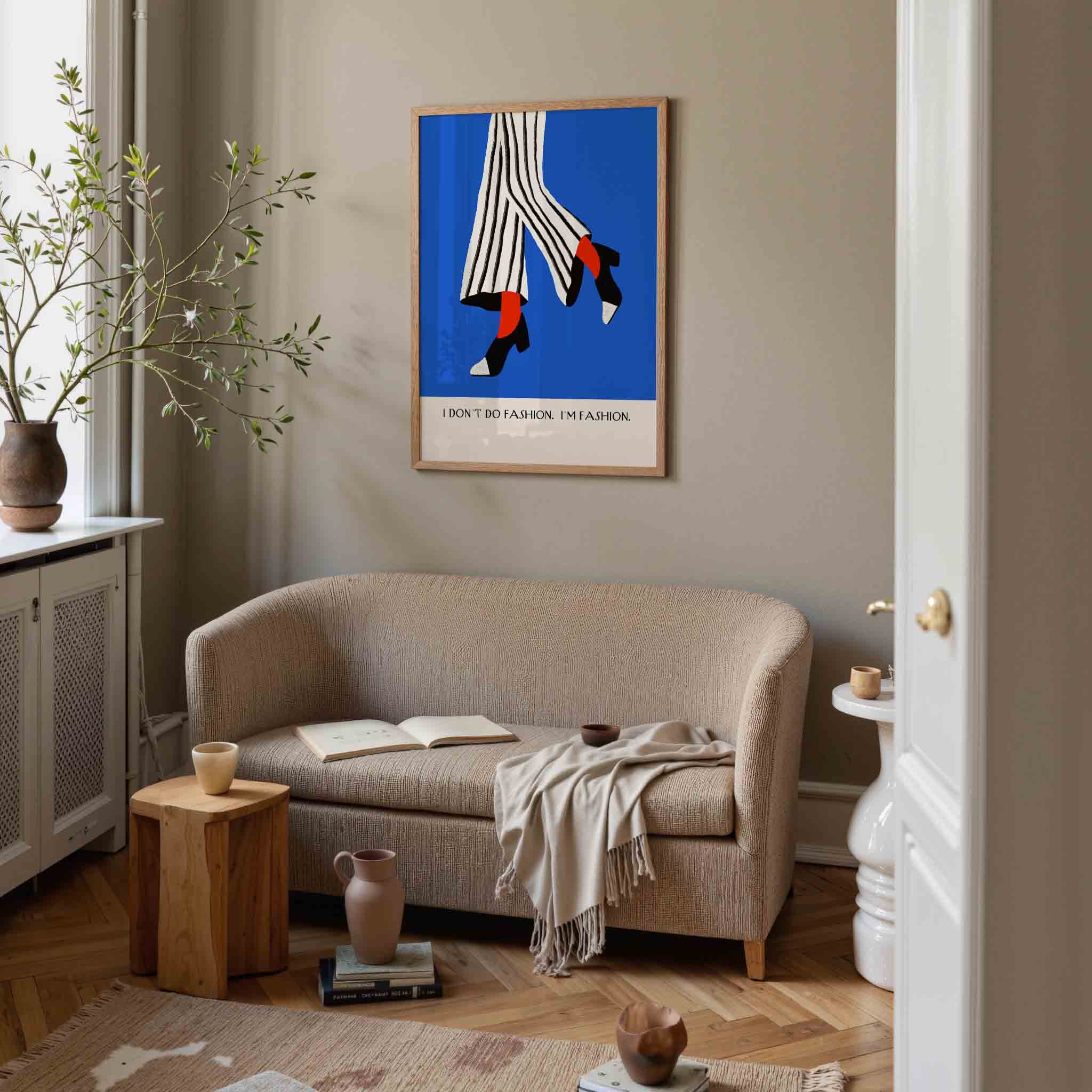Gestreepte broek en hakken Poster