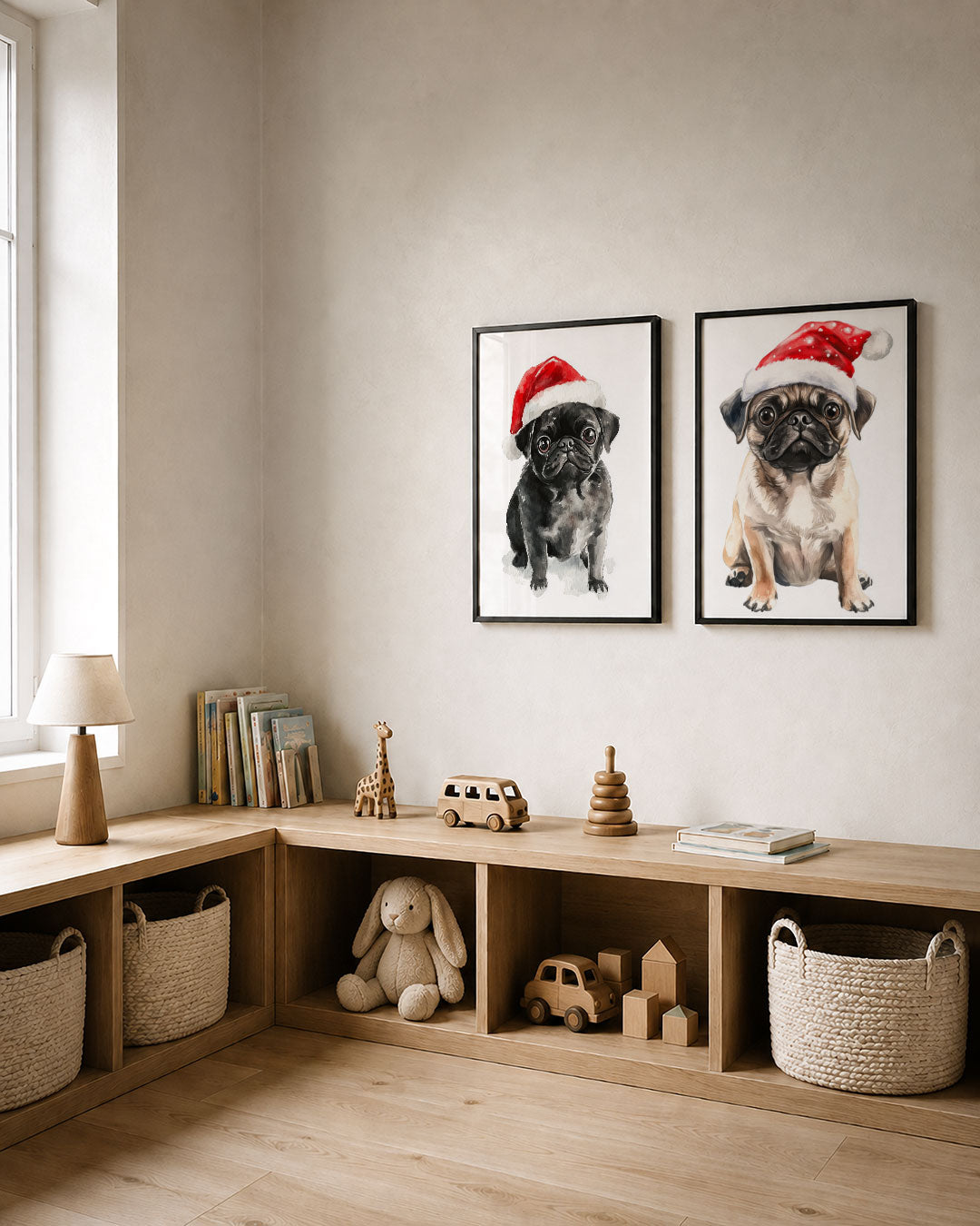 Kleurrijke kerstpug Posterset