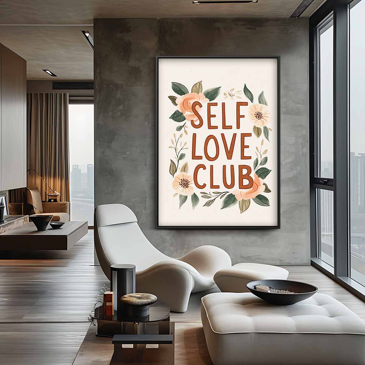Zelfliefde Club Bloemenkunst Kunstwerk-canvas-dibond-plexiglas-wanddecoratie-WallArtistic