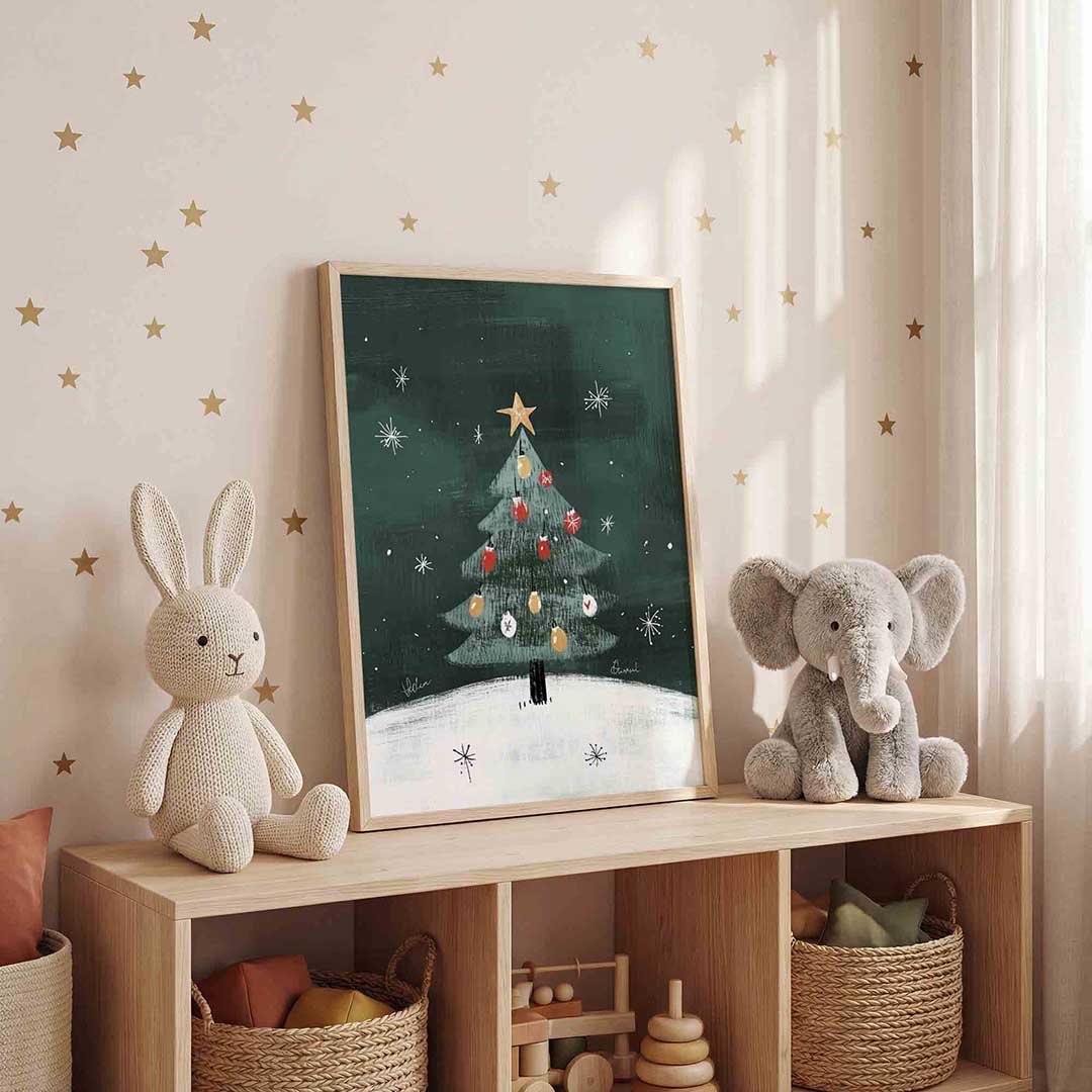 Kerstboom met ster Poster