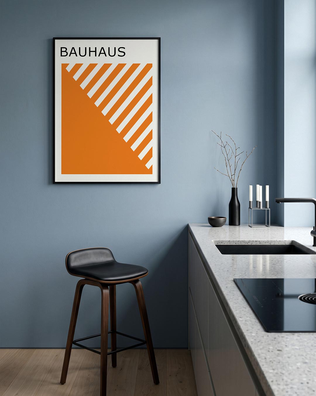 Oranje lijnenspel Poster