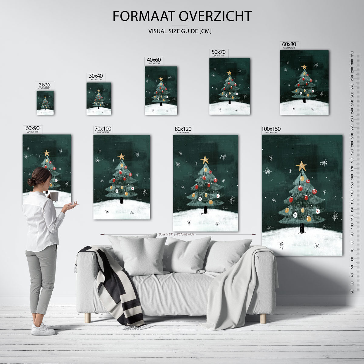 Kerstboom met ster Poster