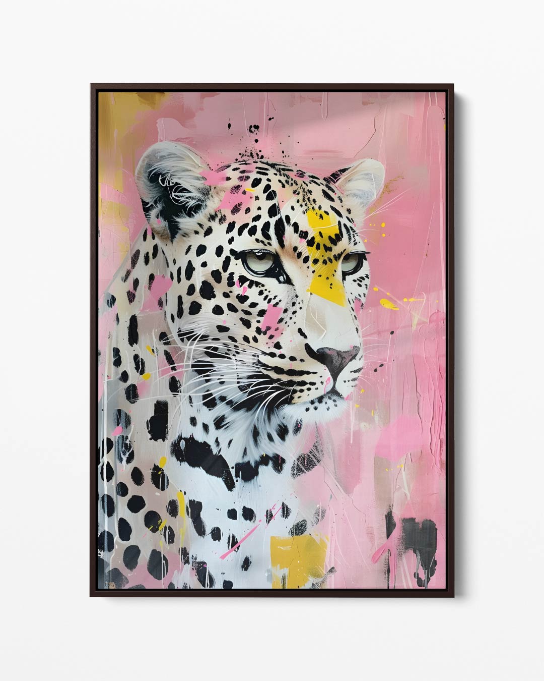 Sierlijke Luipaard Expressie Kunstwerk-canvas-dibond-plexiglas-wanddecoratie-WallArtistic