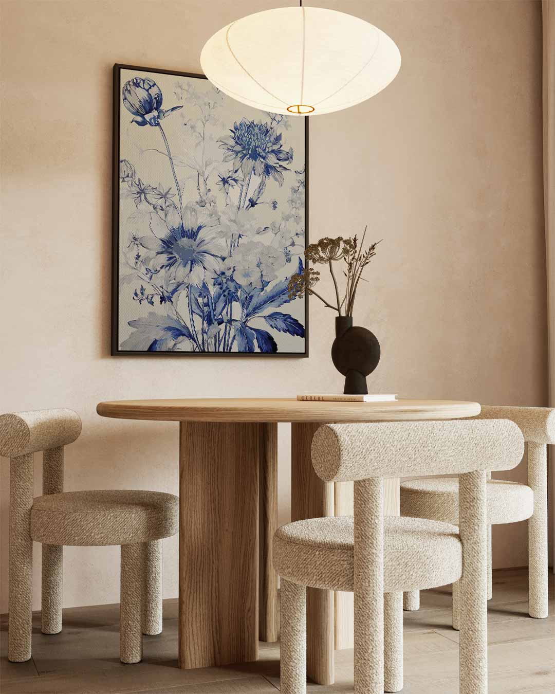 Bloemboeket in Blauw Kunstafdruk Kunstwerk-canvas-dibond-plexiglas-wanddecoratie-WallArtistic