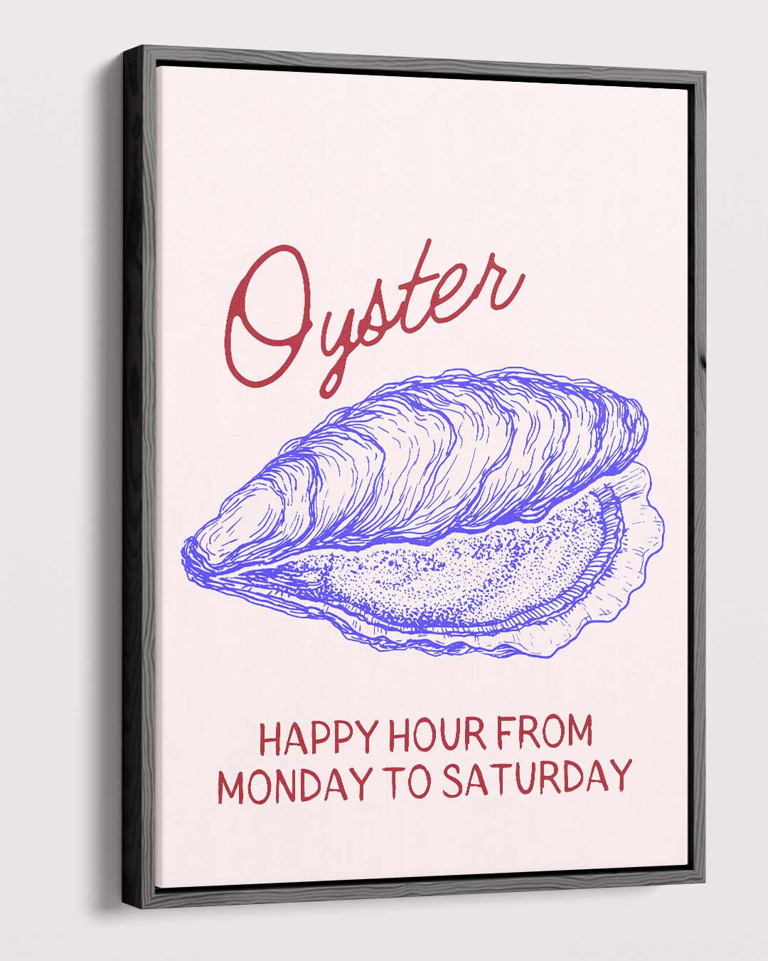 Oester Illustratie met Happy Hour Kunstwerk-canvas-dibond-plexiglas-wanddecoratie-WallArtistic