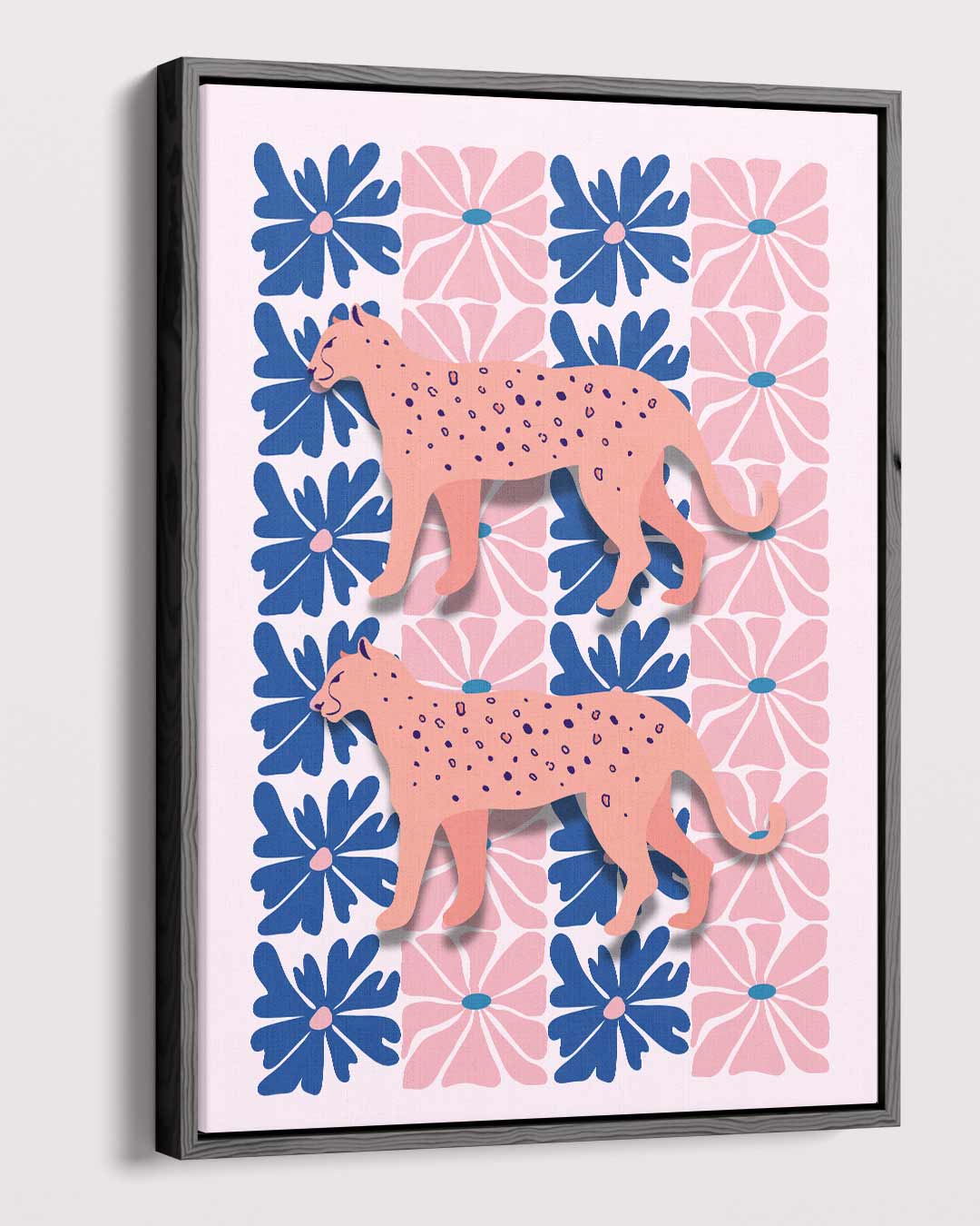 Bloemen en Luipaarden Print Kunstwerk-canvas-dibond-plexiglas-wanddecoratie-WallArtistic