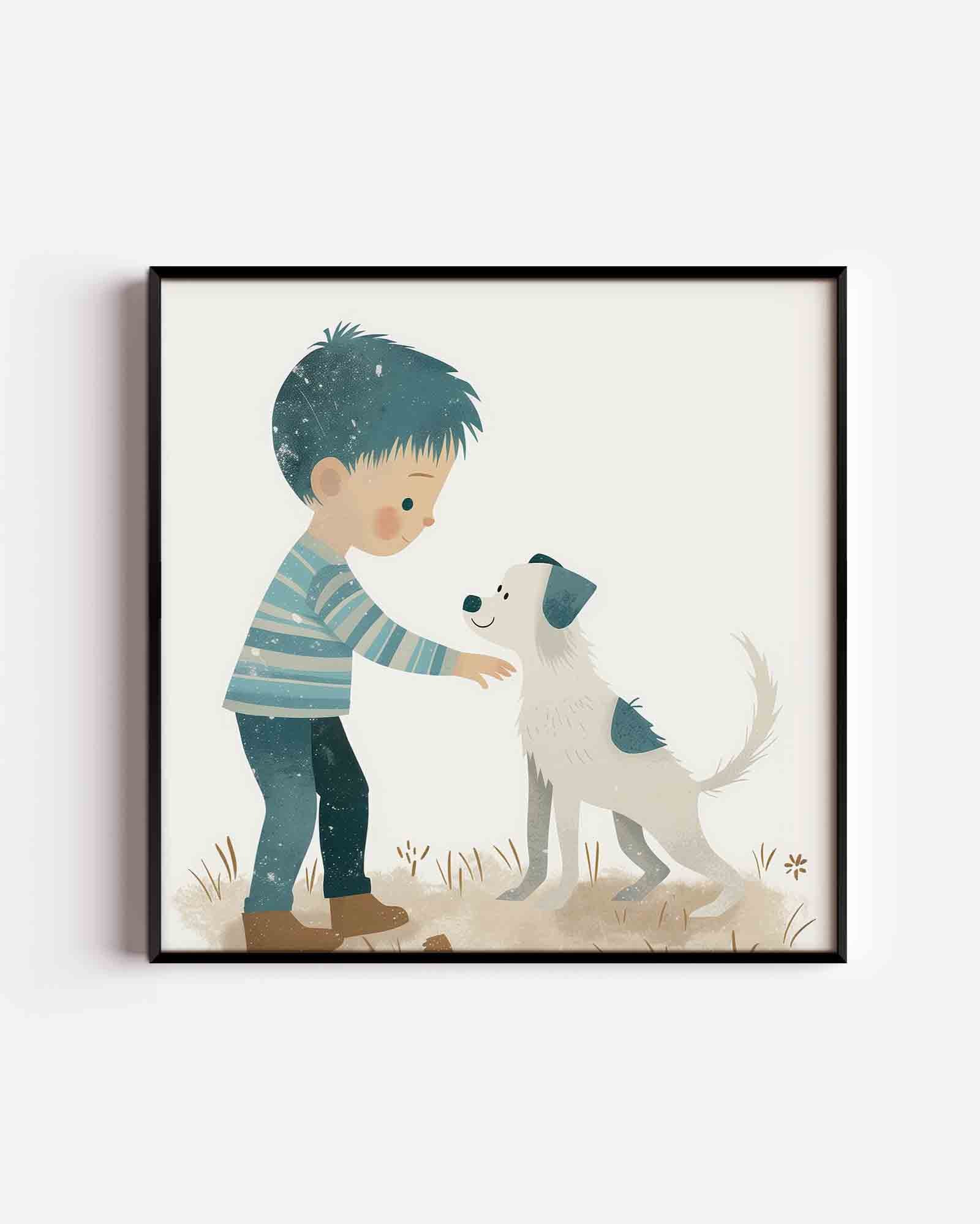 Jongen met hond Poster