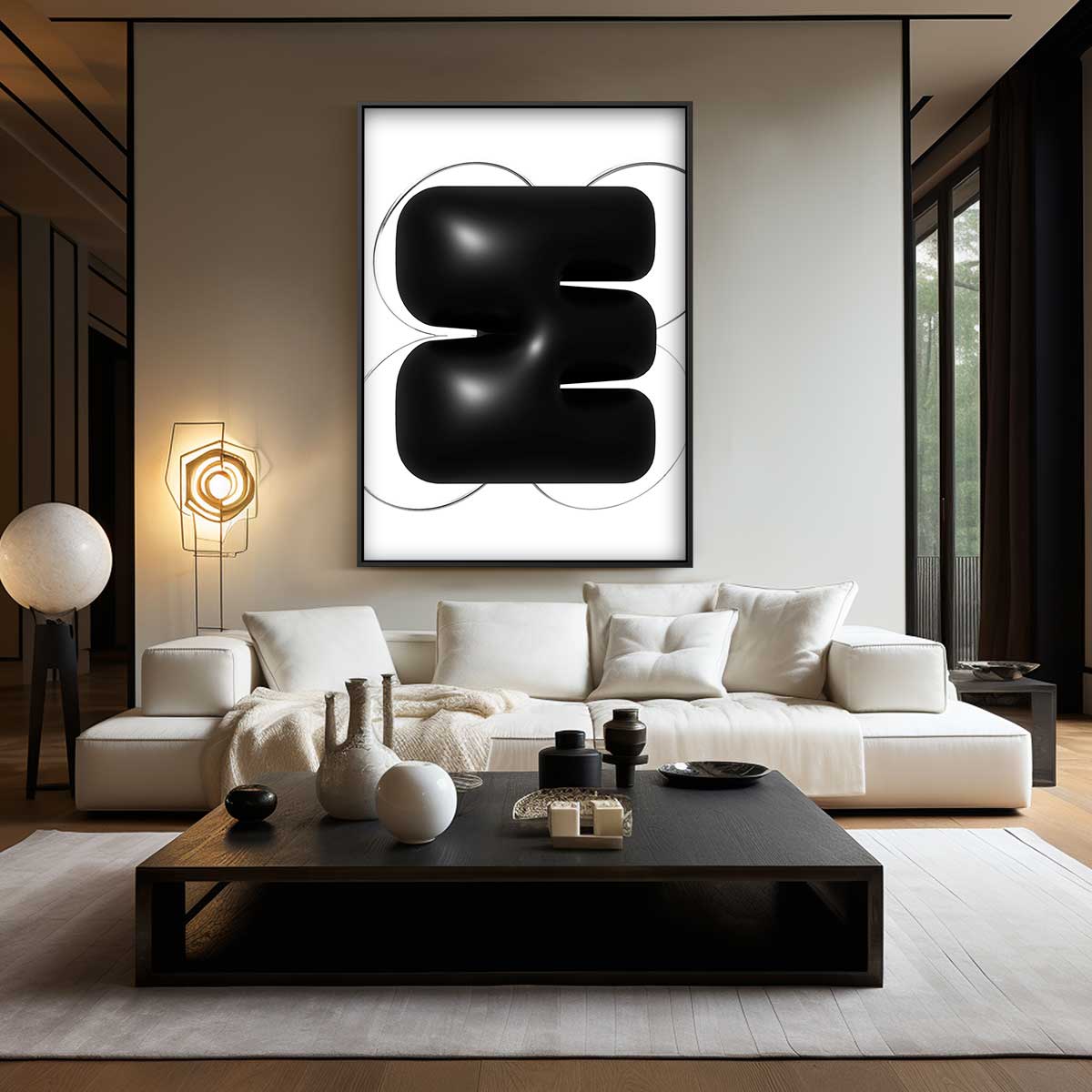 Abstracte Zwarte Sculptuur Kunstwerk-canvas-dibond-plexiglas-wanddecoratie-WallArtistic