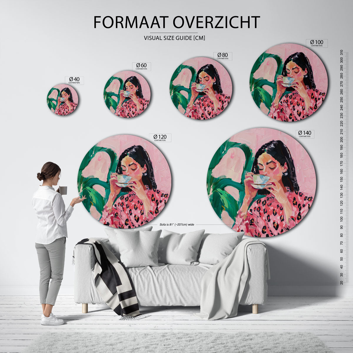 Vrouw met kopje Muurcirkel