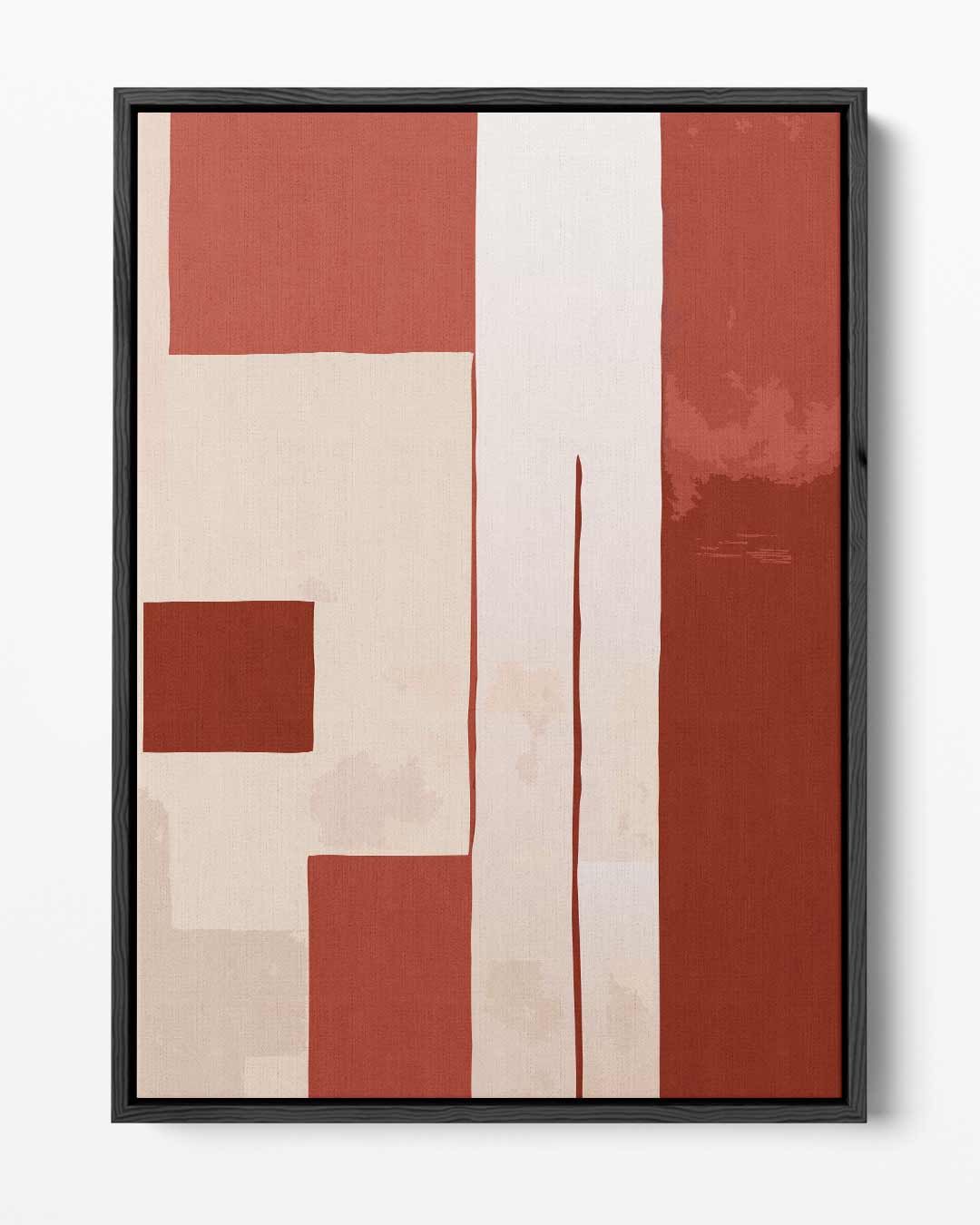 Abstracte Rood-Beige Compositie Kunstwerk-canvas-dibond-plexiglas-wanddecoratie-WallArtistic