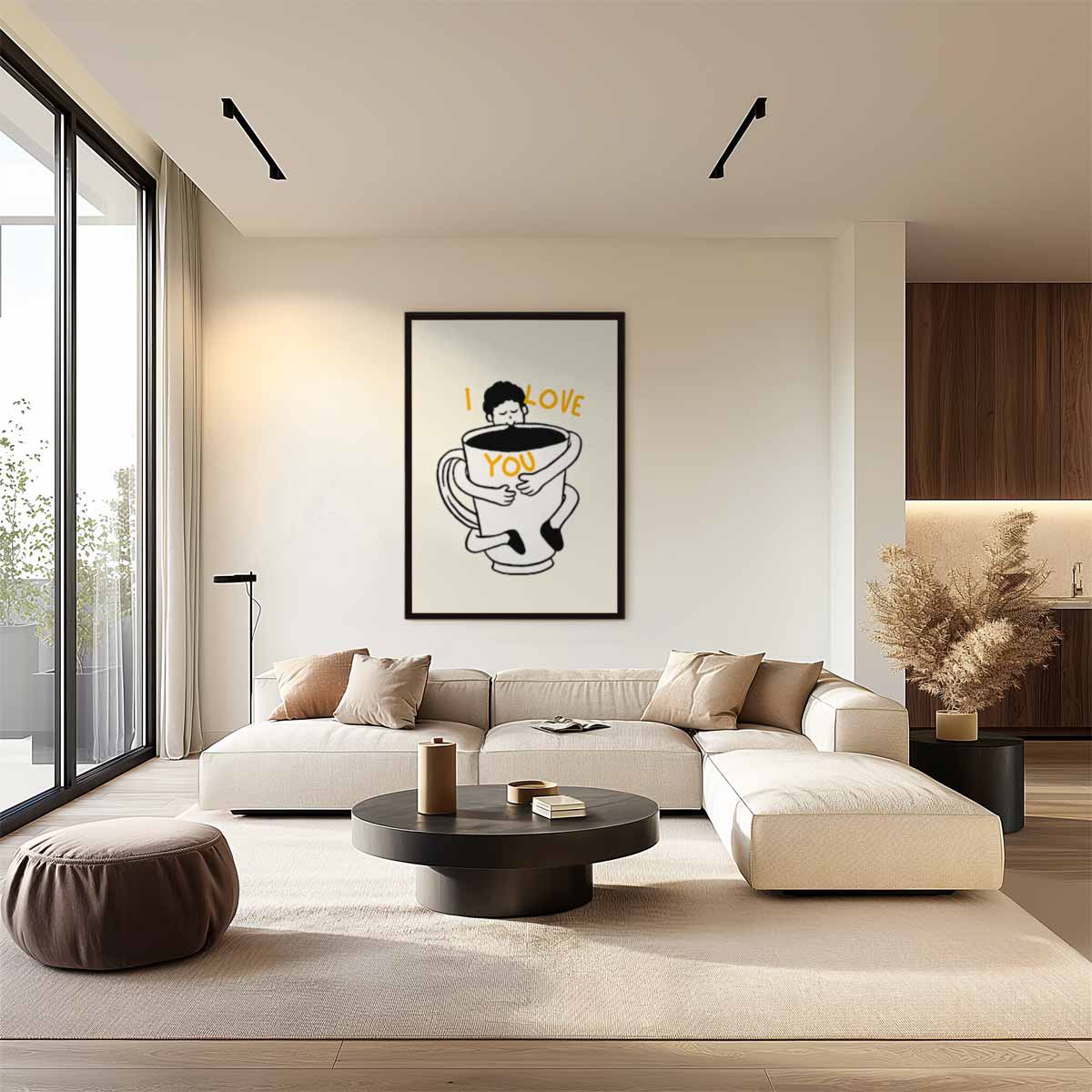 Koffieknuffel Illustratie Kunstwerk-canvas-dibond-plexiglas-wanddecoratie-WallArtistic
