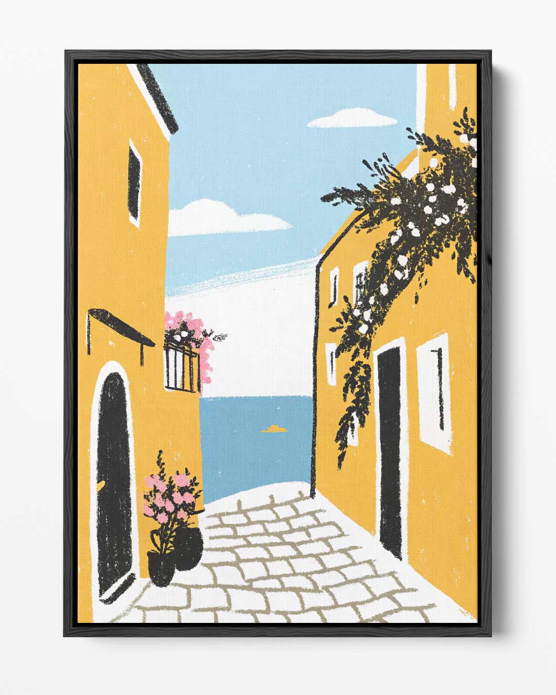 Zonnige Straat naar de Zee Kunstwerk-canvas-dibond-plexiglas-wanddecoratie-WallArtistic