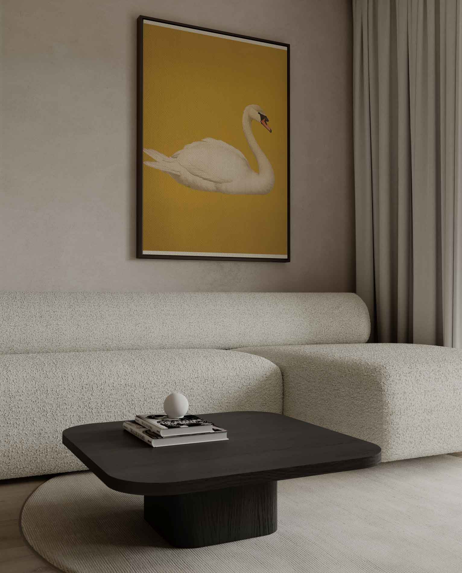 Sierlijke Zwaan op Gouden Achtergrond Kunstwerk-canvas-dibond-plexiglas-wanddecoratie-WallArtistic