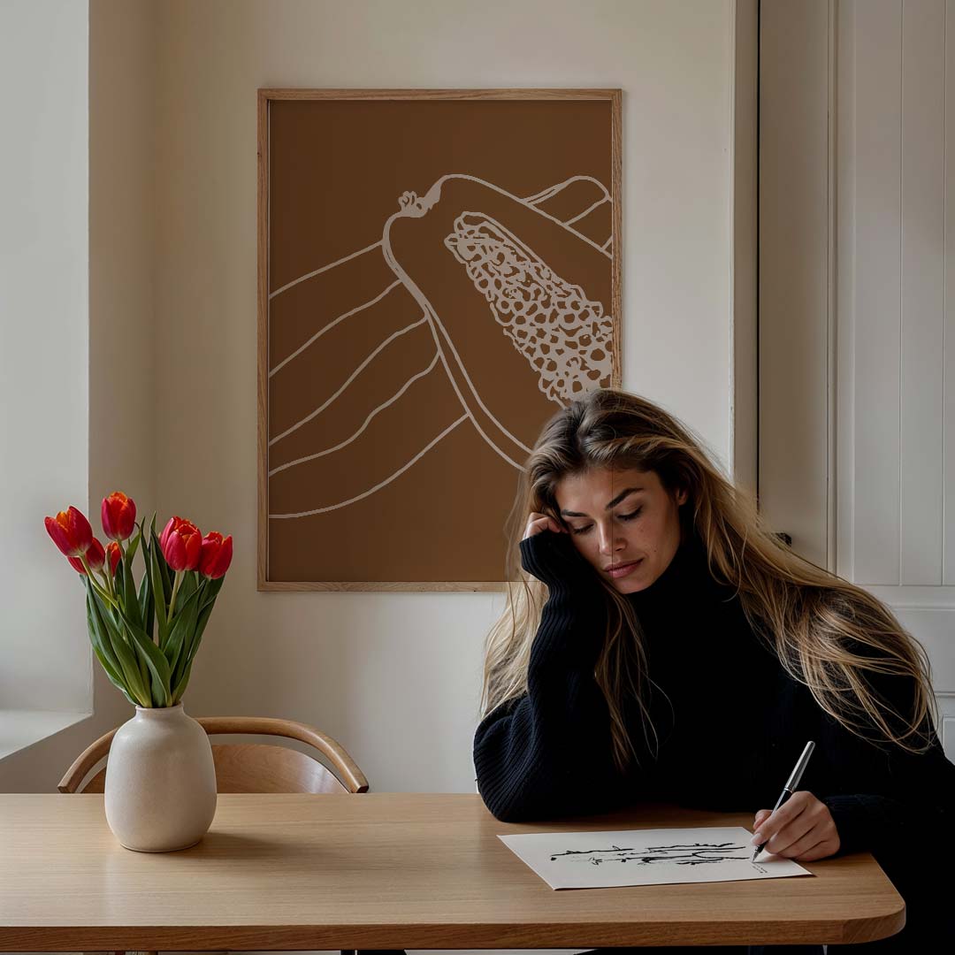 Stijlvolle Illustratie van Papaya Poster-WallArtistic