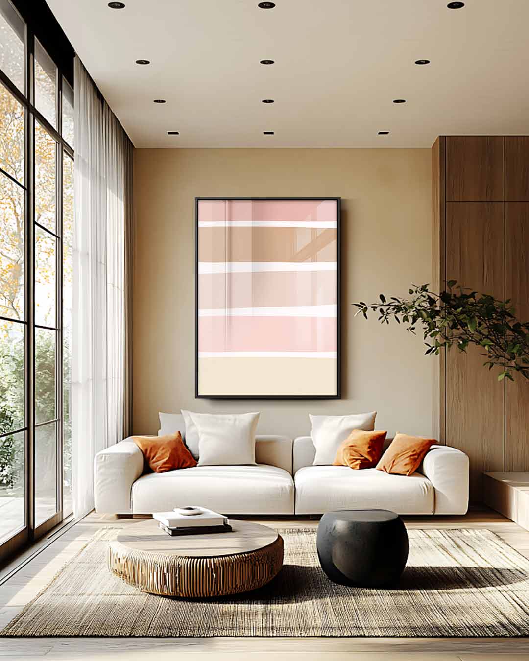Zachte Aardetinten Strepen Kunstwerk-canvas-dibond-plexiglas-wanddecoratie-WallArtistic