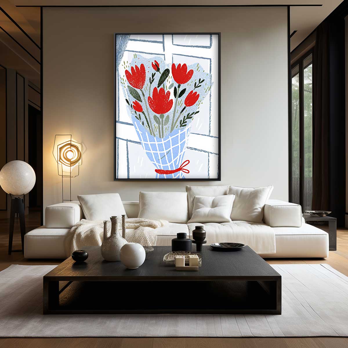 Bloeiend Raamzicht Kunstwerk-canvas-dibond-plexiglas-wanddecoratie-WallArtistic