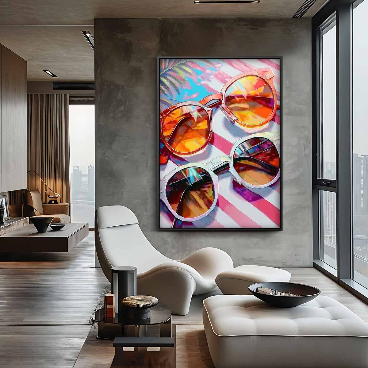 Zonnige Zomerbrillen Kunstwerk-canvas-dibond-plexiglas-wanddecoratie-WallArtistic