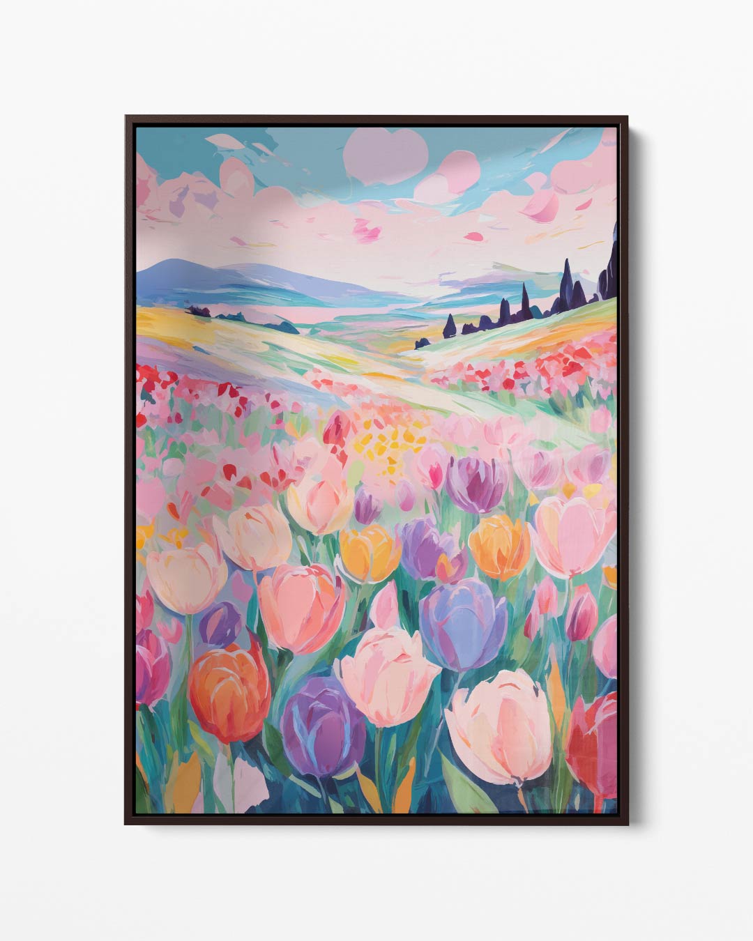 Bloemenveld in Lente Kleuren Kunstwerk-canvas-dibond-plexiglas-wanddecoratie-WallArtistic