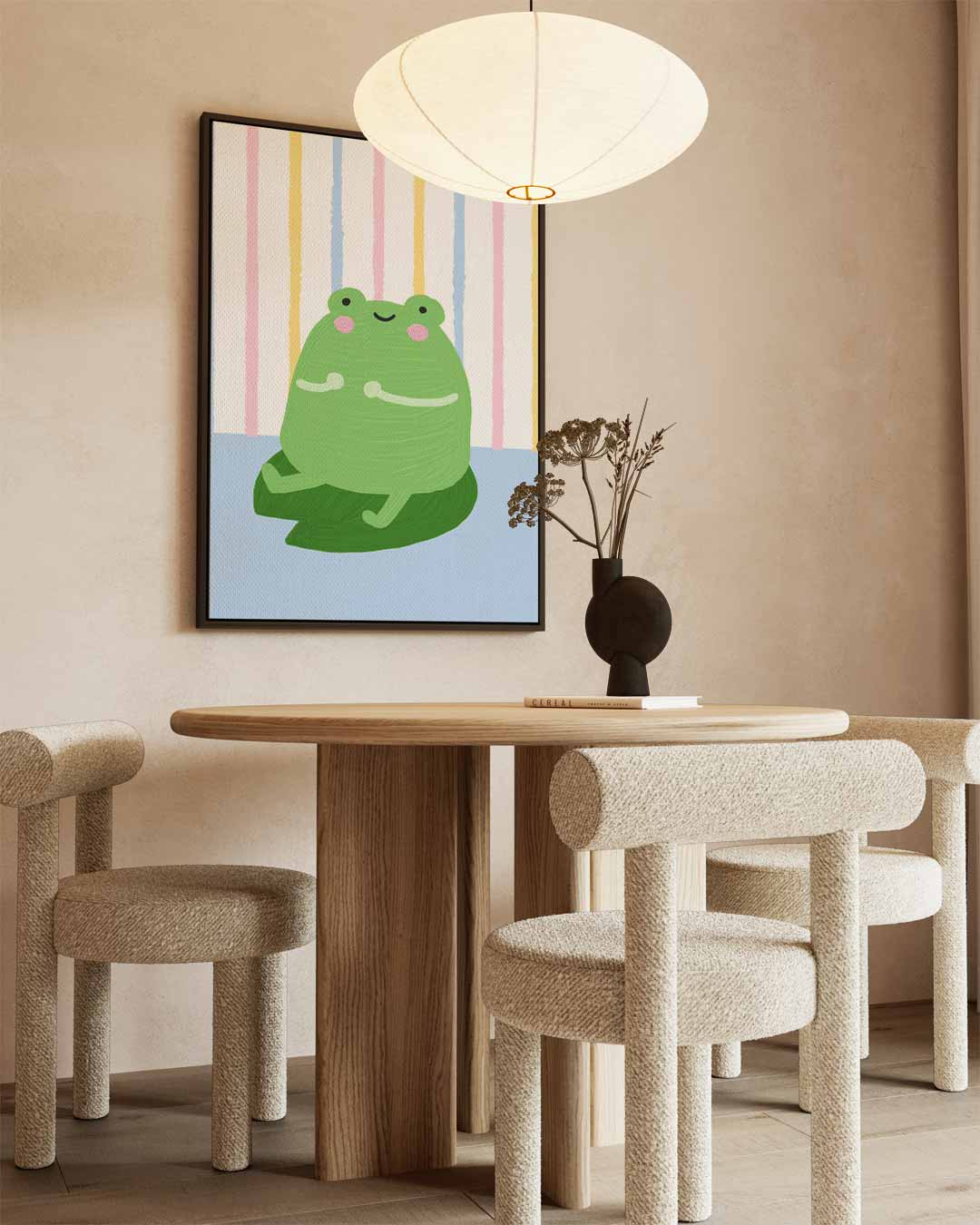 Vrolijke Kikker op Blad Kunstwerk-canvas-dibond-plexiglas-wanddecoratie-WallArtistic