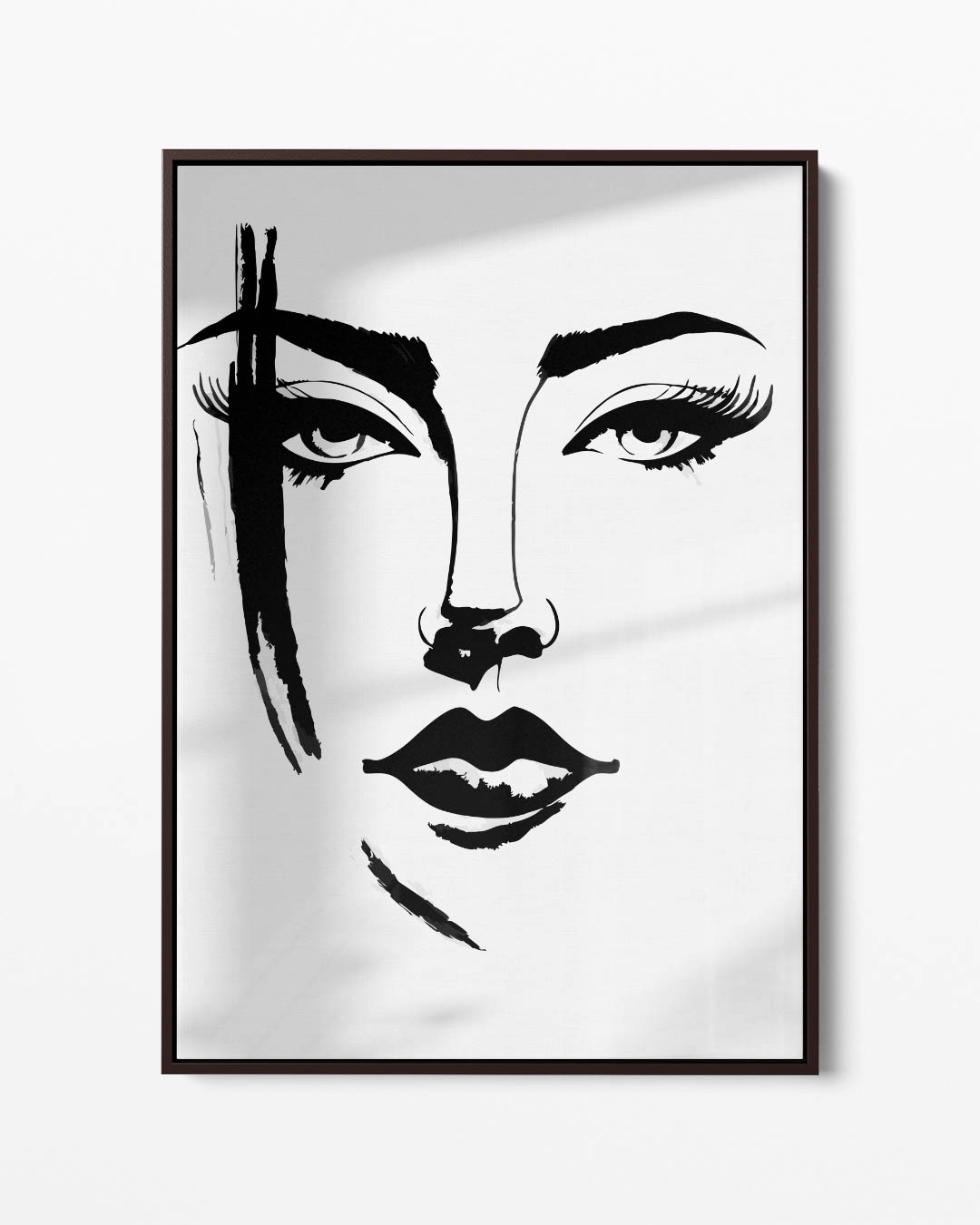 Elegant gezicht in zwart-wit Kunstwerk-canvas-dibond-plexiglas-wanddecoratie-WallArtistic