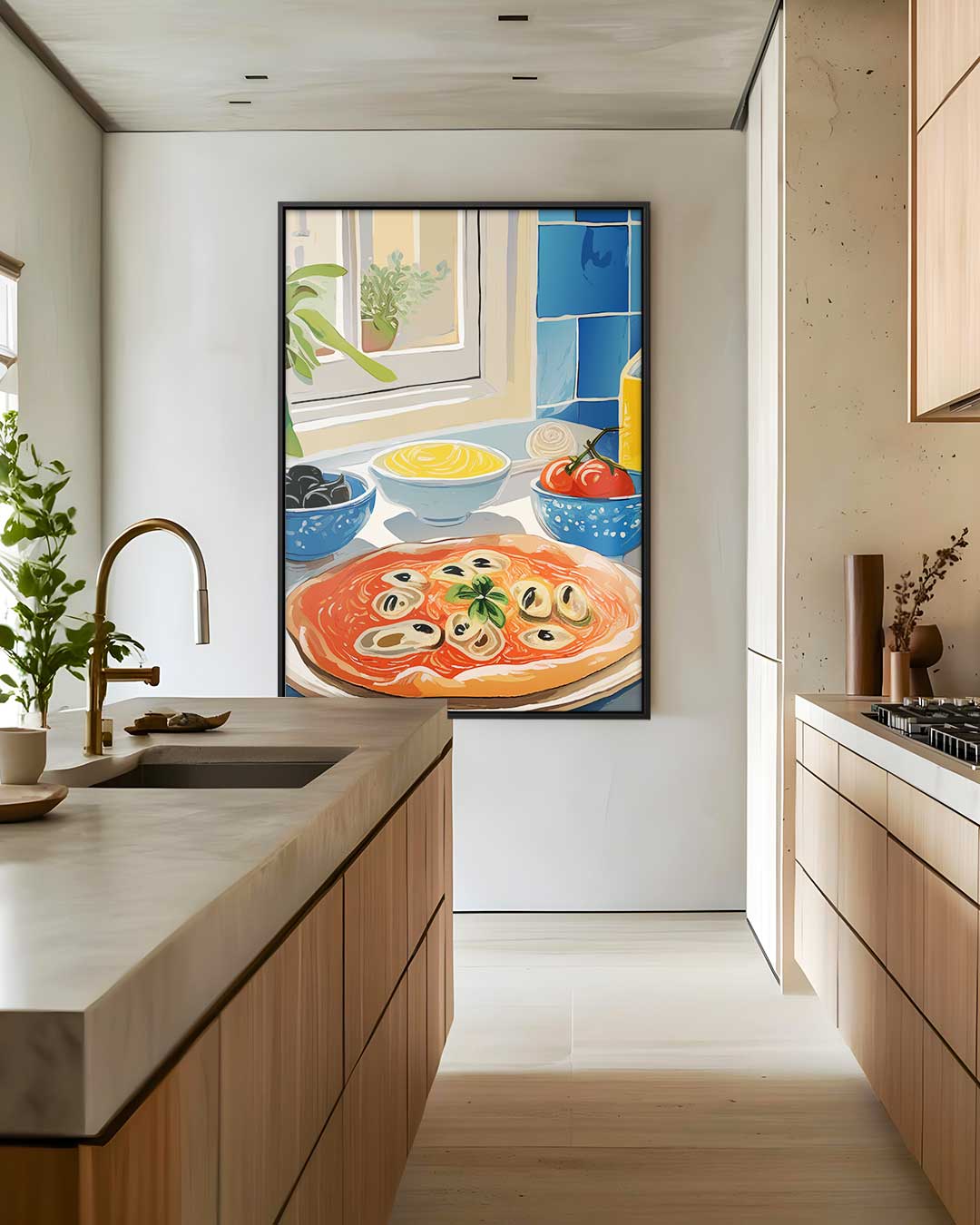Pizza aan het Raam Kunstwerk-canvas-dibond-plexiglas-wanddecoratie-WallArtistic