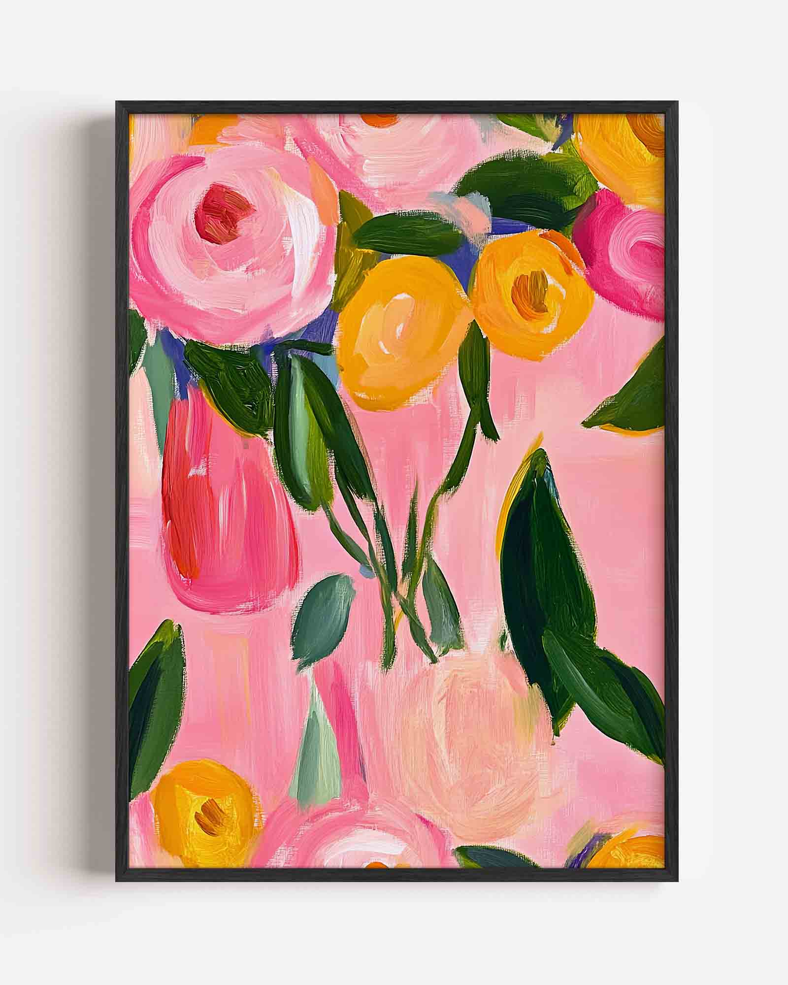 Bloemen in roze en geel Poster