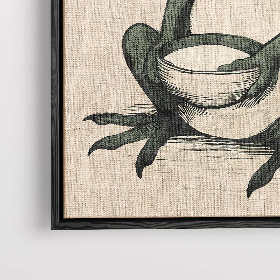 Zen Kikker met Kom Kunstwerk-canvas-dibond-plexiglas-wanddecoratie-WallArtistic