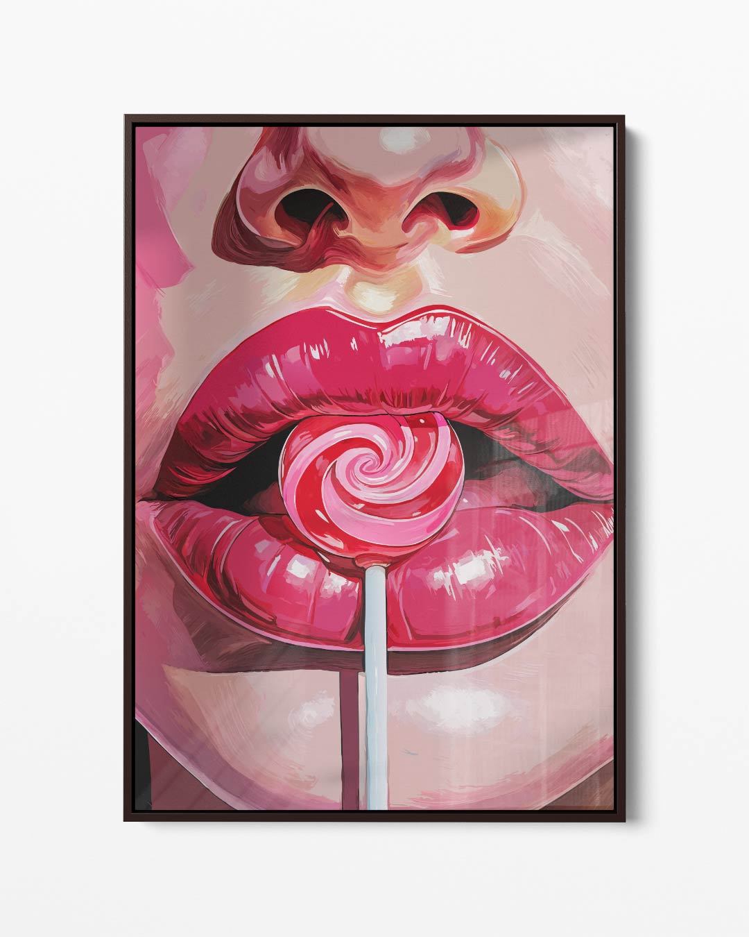 Pop Art Lolly Lips Kunstwerk-canvas-dibond-plexiglas-wanddecoratie-WallArtistic