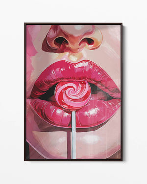 Pop Art Lolly Lips Kunstwerk-canvas-dibond-plexiglas-wanddecoratie-WallArtistic