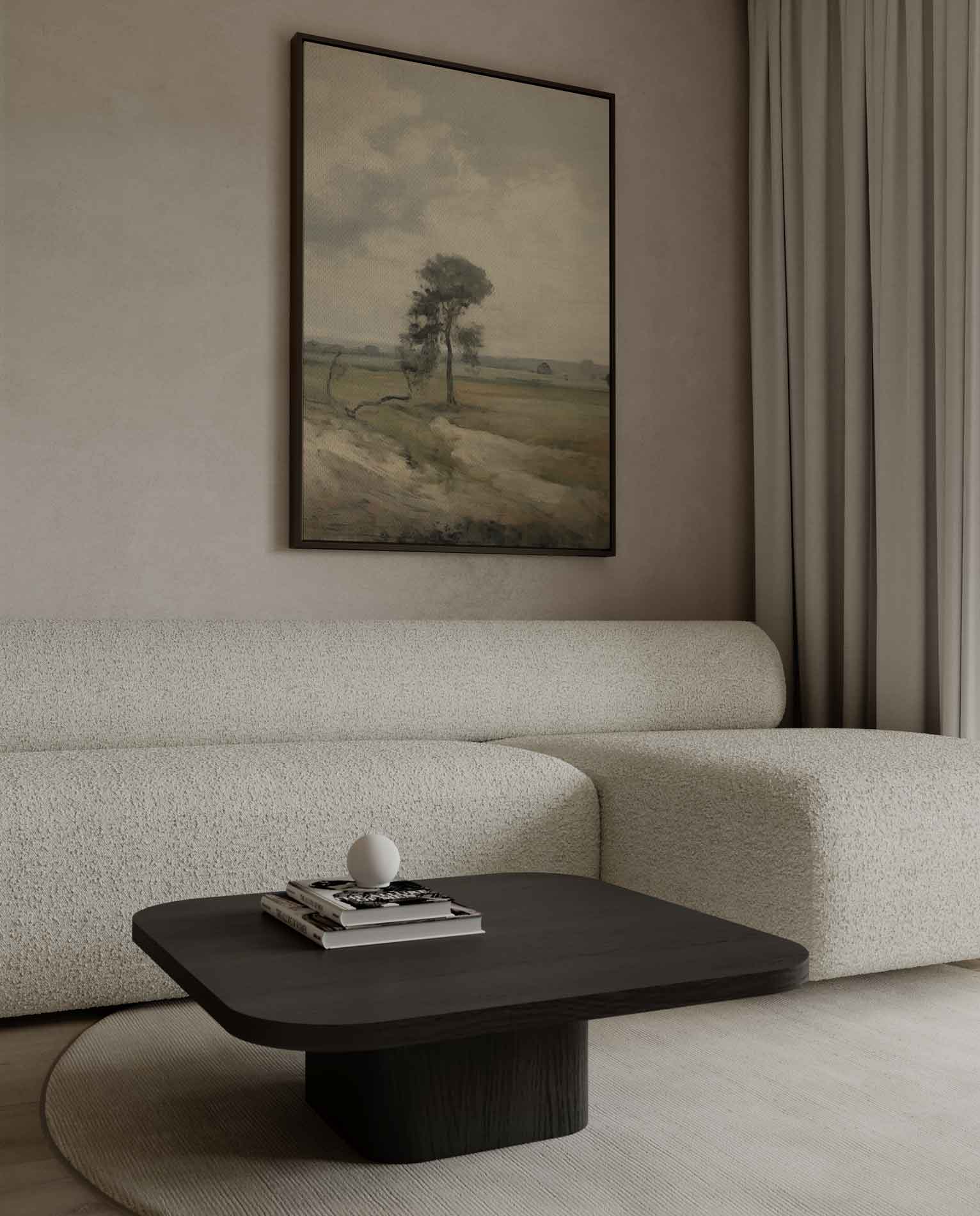 Rustiek Landschap met Eenzame Boom Kunstwerk-canvas-dibond-plexiglas-wanddecoratie-WallArtistic