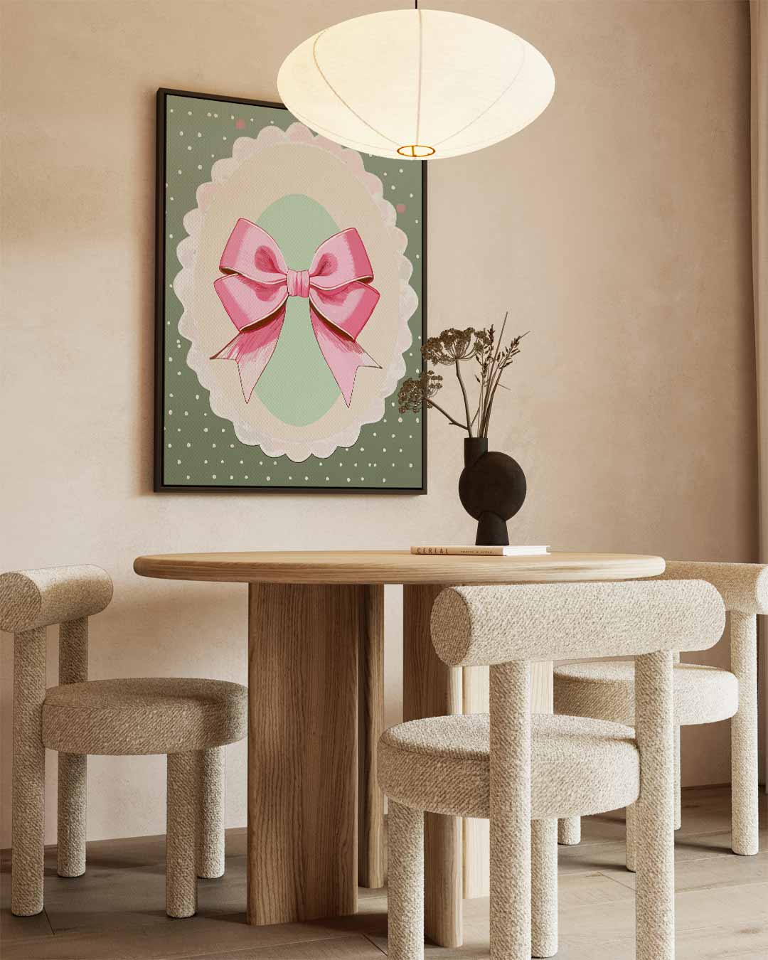 Charmante Roze Strik Illustratie Kunstwerk-canvas-dibond-plexiglas-wanddecoratie-WallArtistic