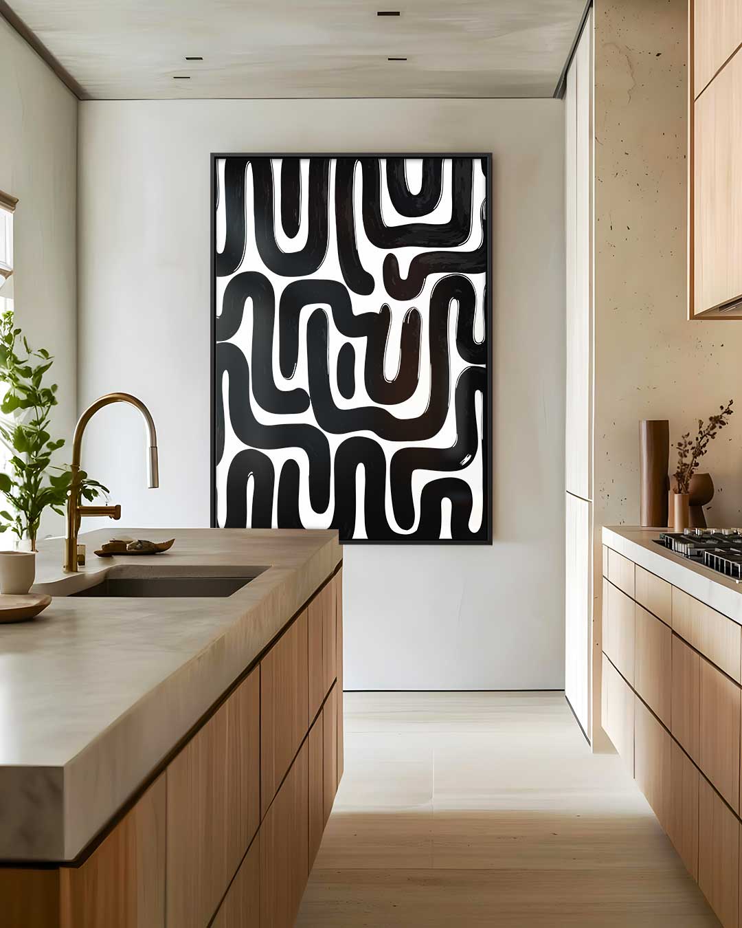 Abstracte Zwarte Patroonkunst Kunstwerk-canvas-dibond-plexiglas-wanddecoratie-WallArtistic