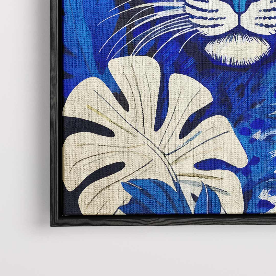 Blauwe Jungleluipaard Kunstwerk Kunstwerk-canvas-dibond-plexiglas-wanddecoratie-WallArtistic