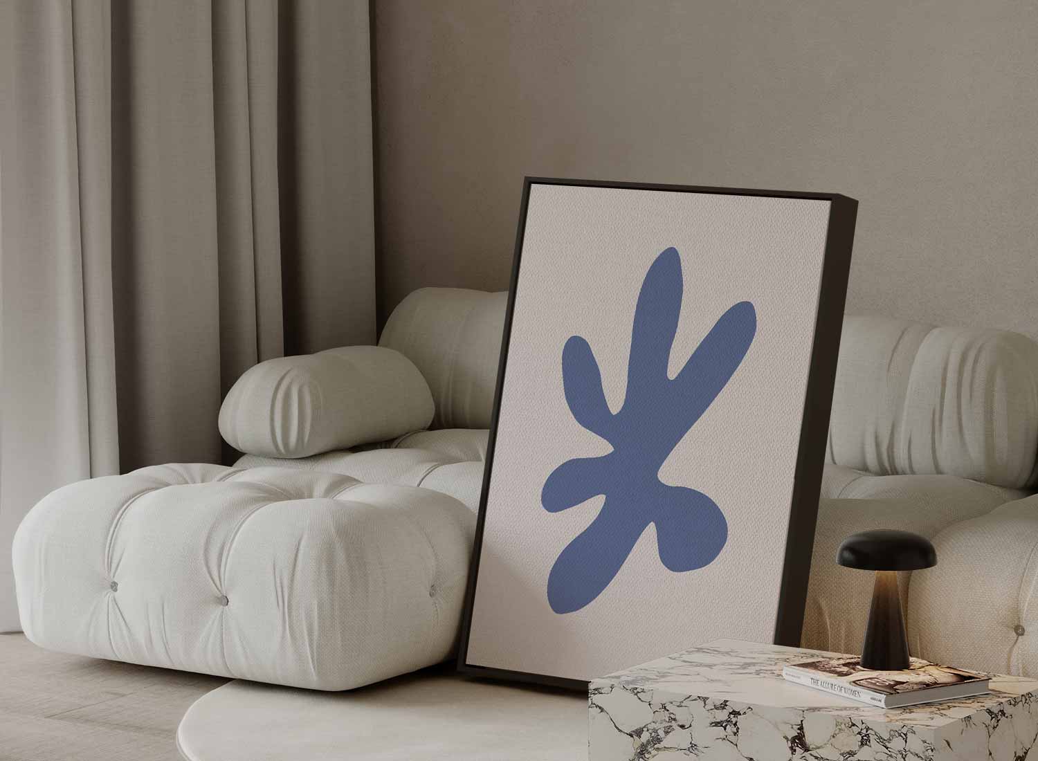 Blauwe Organische Vorm Kunstwerk-canvas-dibond-plexiglas-wanddecoratie-WallArtistic