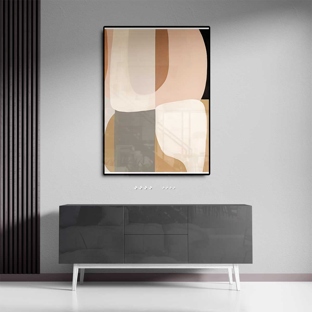 Minimalistische Abstractie in Aardetinten Kunstwerk-canvas-dibond-plexiglas-wanddecoratie-WallArtistic