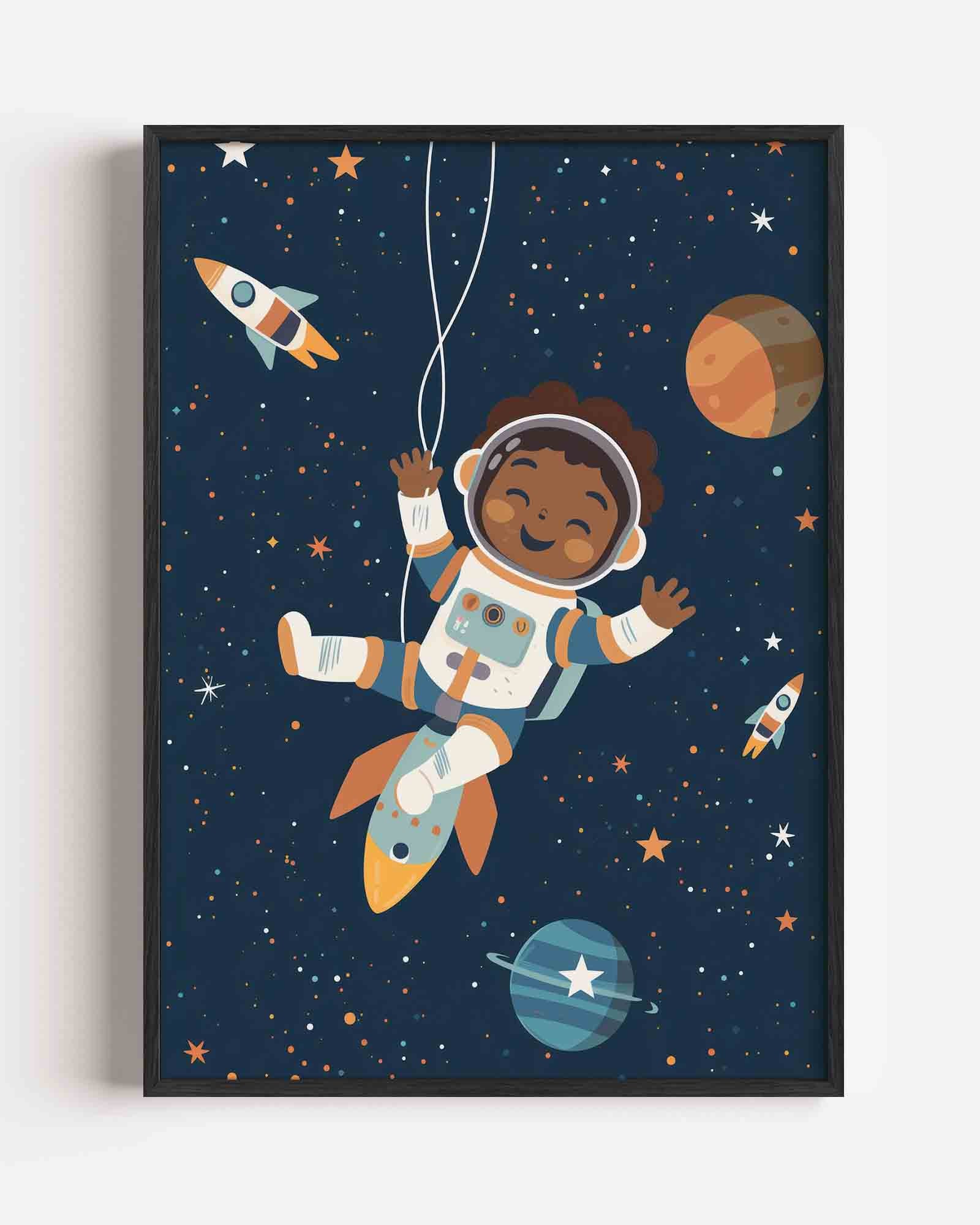 Astronaut en raketten Poster