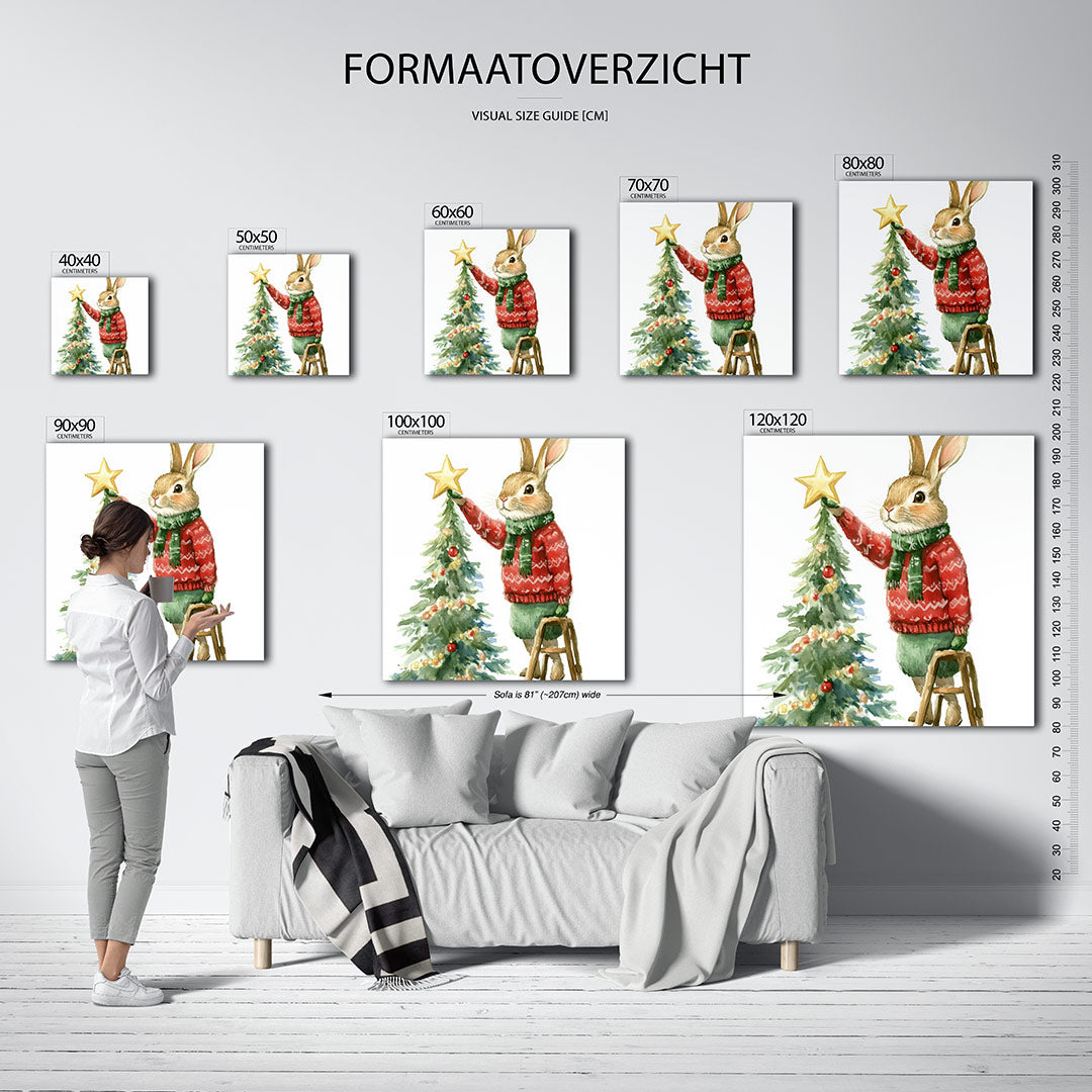 Kerstkonijn met boom Kunstwerk
