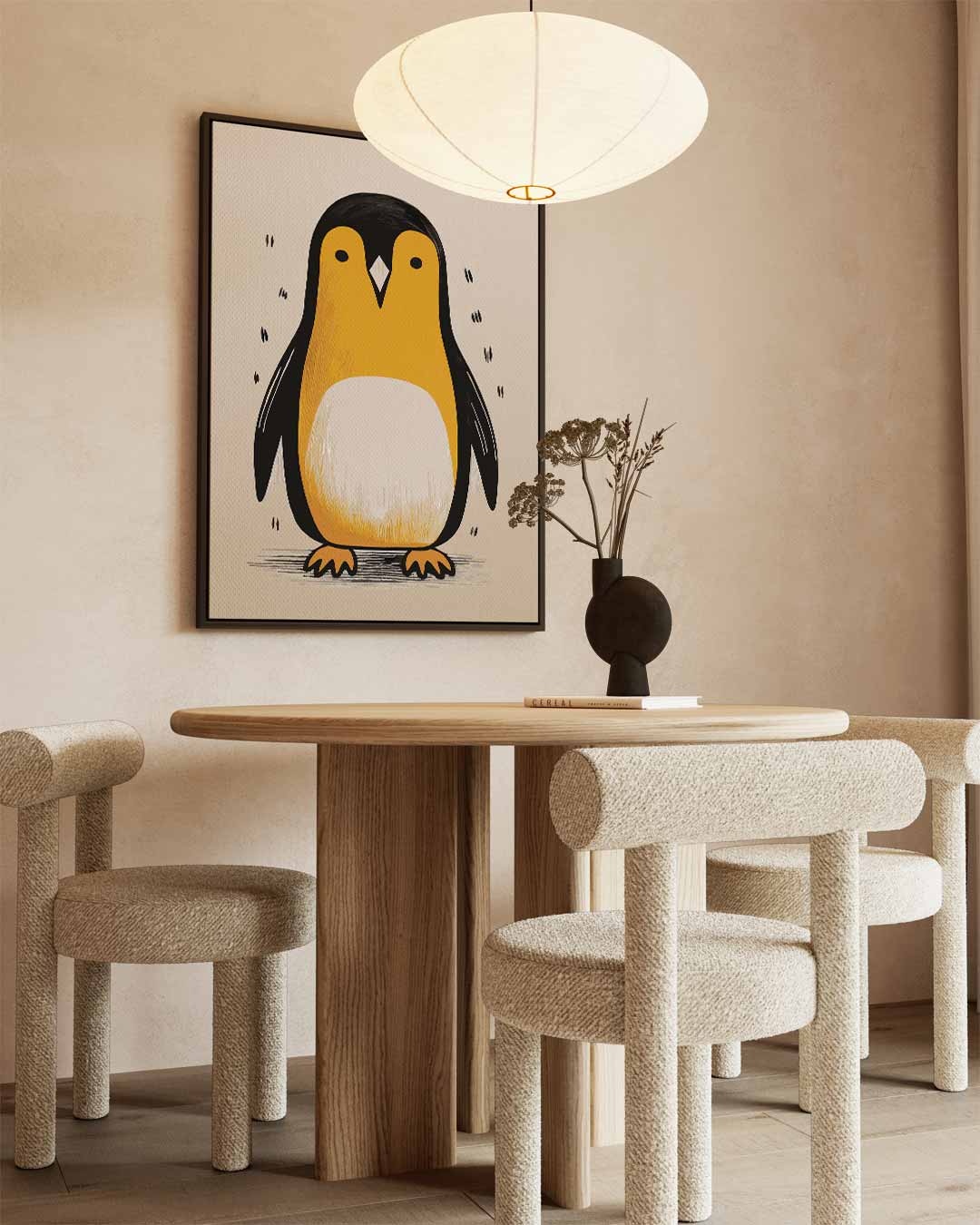 Schattige Pinguïn Illustratie Kunstwerk-canvas-dibond-plexiglas-wanddecoratie-WallArtistic