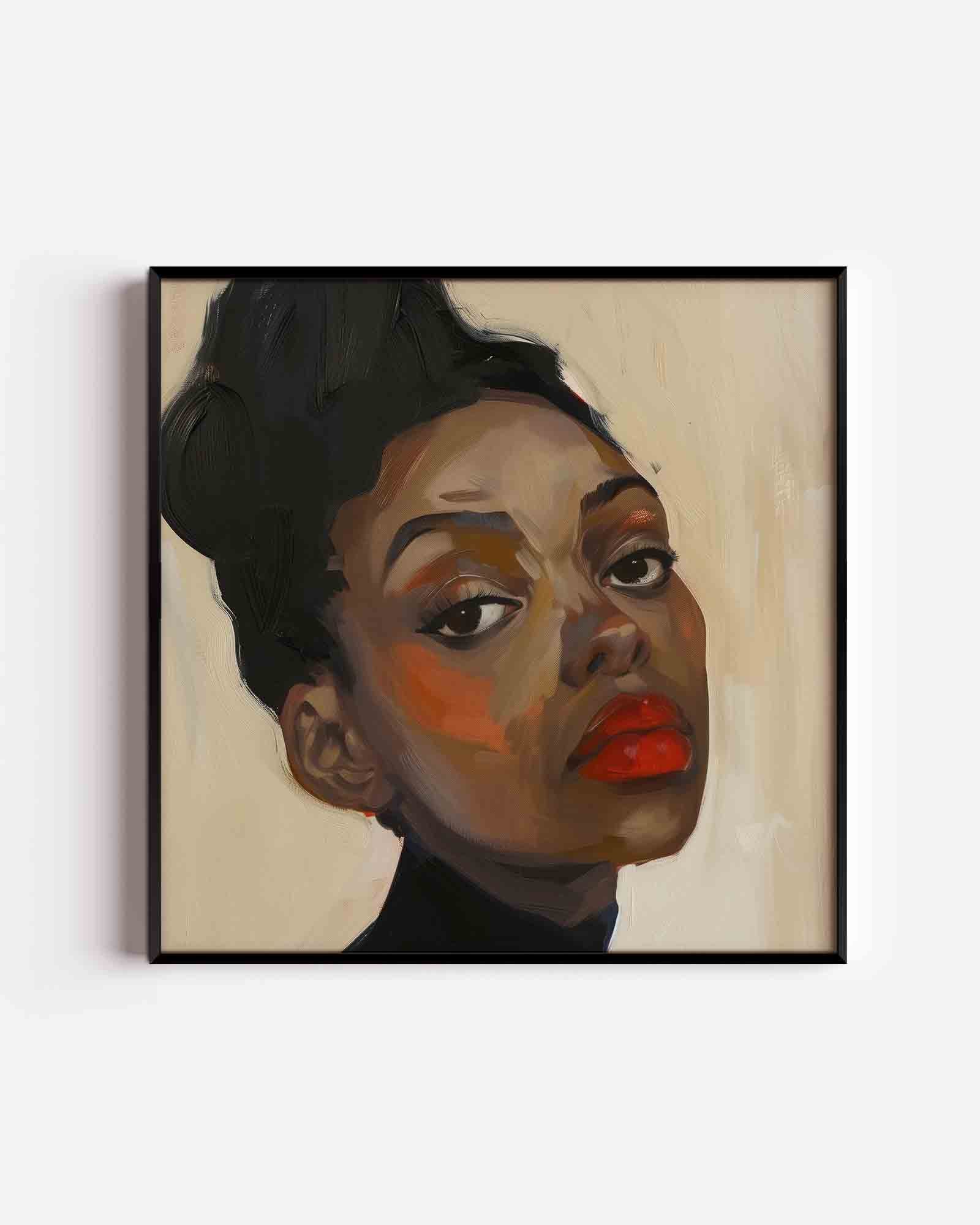 Portret met rode lippen Poster