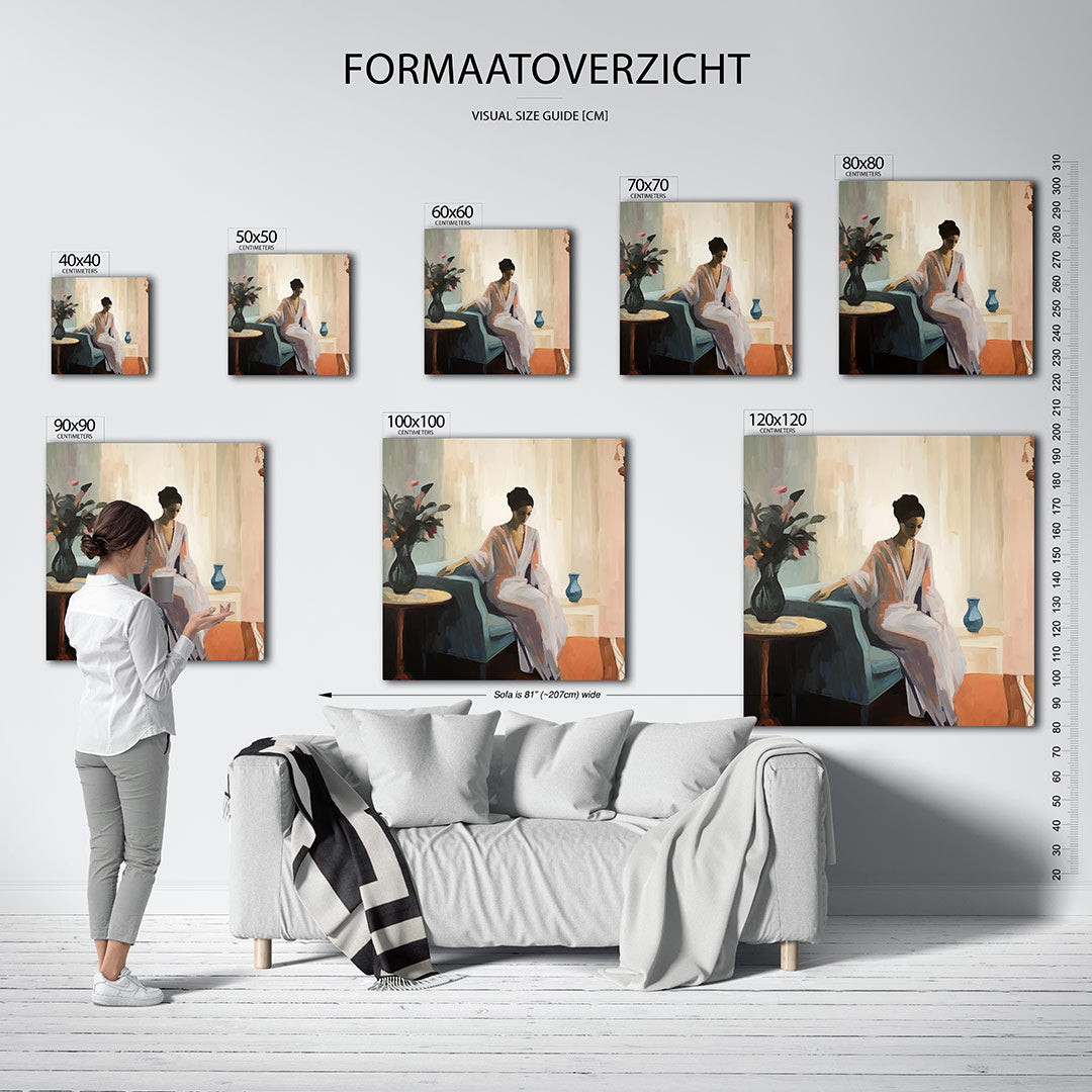 Vrouw in interieur Kunstwerk