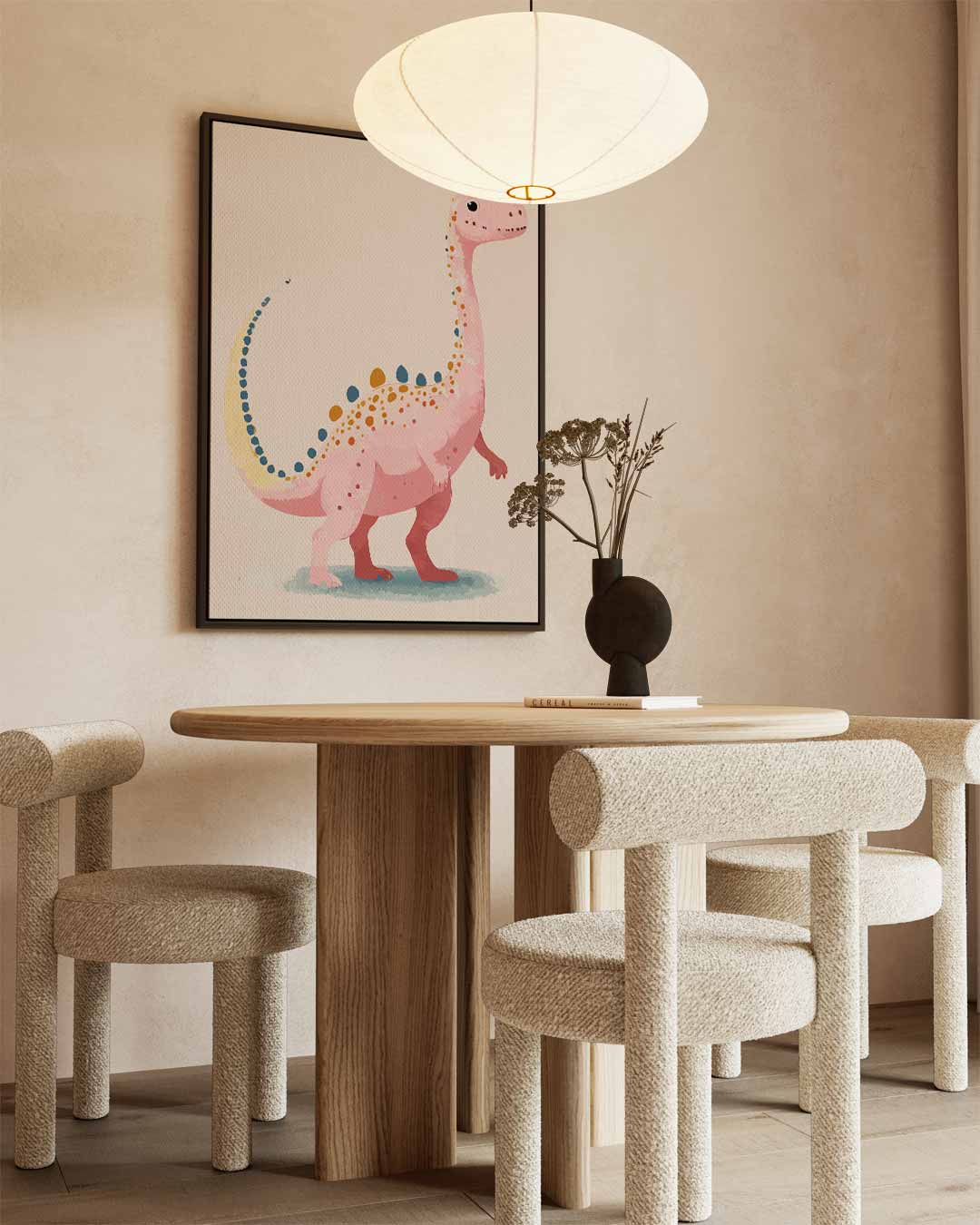 Schattige Dino Illustratie Kunstwerk-canvas-dibond-plexiglas-wanddecoratie-WallArtistic