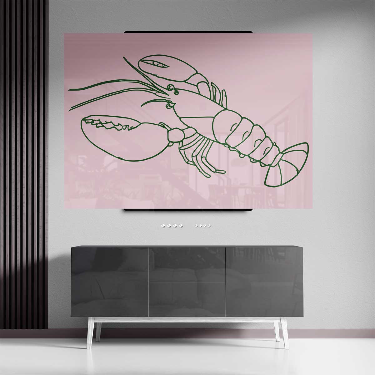 Minimalistische Kreeftenlijntekening Kunstwerk-canvas-dibond-plexiglas-wanddecoratie-WallArtistic