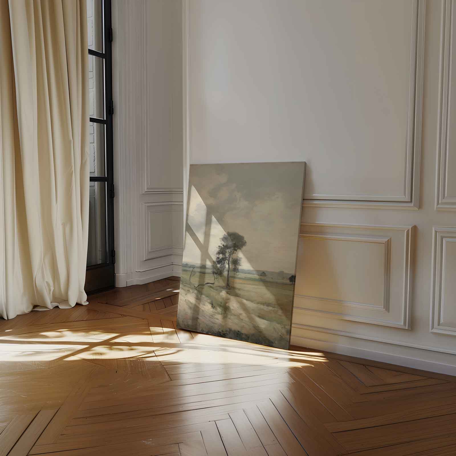Rustiek Landschap met Eenzame Boom Kunstwerk-canvas-dibond-plexiglas-wanddecoratie-WallArtistic