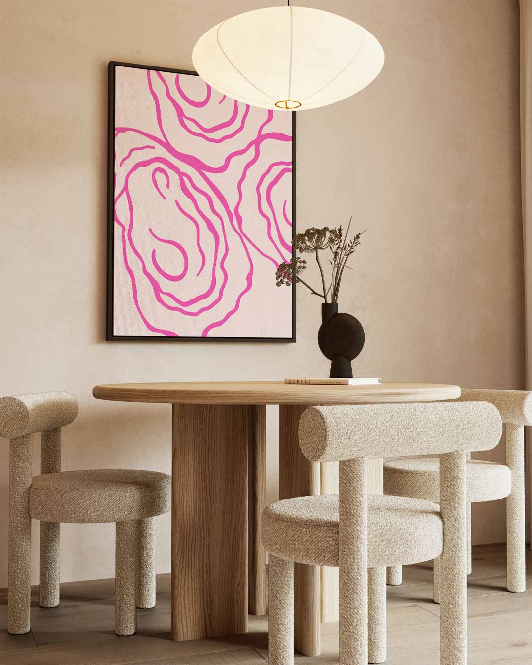 Abstracte Roze Golven Kunstwerk-canvas-dibond-plexiglas-wanddecoratie-WallArtistic